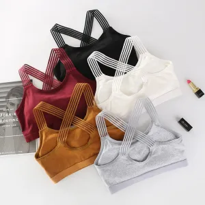 1PC New Women Yoga Sport Bra Women Shockproof Sexy Cross Back Sports Bras Breathable Athletic Fitness Running Gym Vest Tops