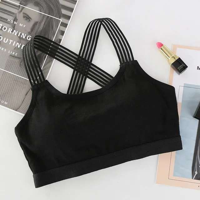 1PC New Women Yoga Sport Bra Women Shockproof Sexy Cross Back Sports Bras Breathable Athletic Fitness Running Gym Vest Tops