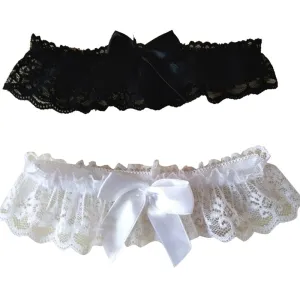 1Pcs Women Girls Lace Floral Bridal Lingerie Bowknot Wedding Party Cosplay Leg Garter Belt Suspender  Black/White