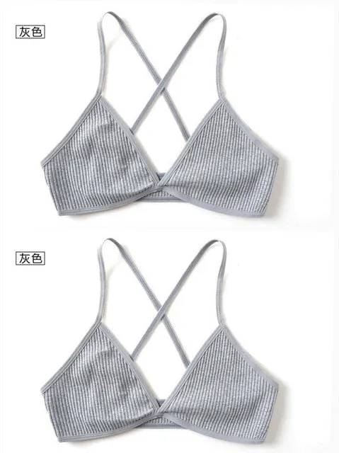 2 PCS comfort cotton bras for women thin french style bralette sexy deep V triangle cup wireless Push Up seamless wire free bra