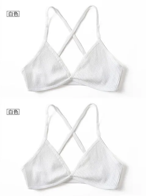 2 PCS comfort cotton bras for women thin french style bralette sexy deep V triangle cup wireless Push Up seamless wire free bra