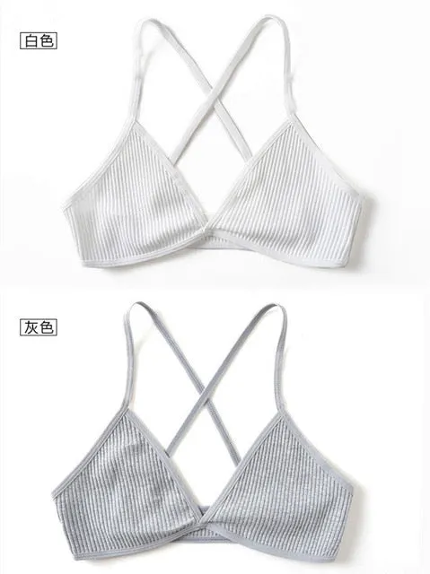 2 PCS comfort cotton bras for women thin french style bralette sexy deep V triangle cup wireless Push Up seamless wire free bra