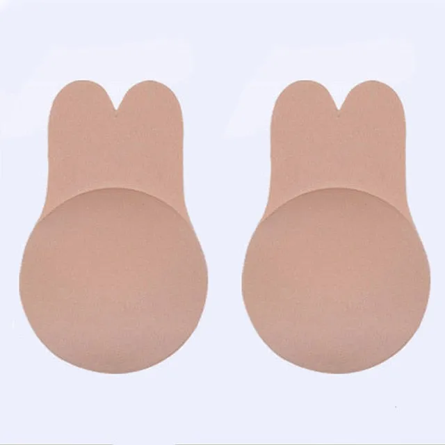 2019 New Rabbit bra Strapless Adhesive Self Nipple Breast Pasties Cover Reusable Silicone Invisible Tumblr Lingerie Push Up Bra
