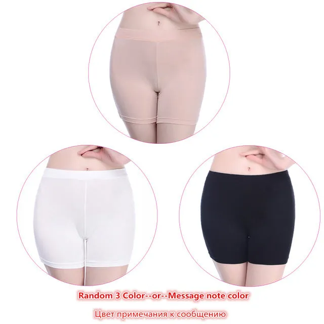 3 Pieces/Pack Safety Short Pants Under Skirts For Women Boyshorts Seamless Big Size Ladies Safety Boxer Panties Underwear Black