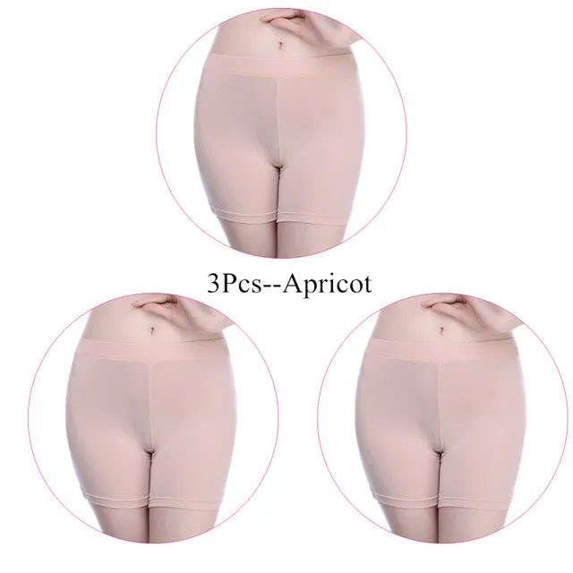 3 Pieces/Pack Safety Short Pants Under Skirts For Women Boyshorts Seamless Big Size Ladies Safety Boxer Panties Underwear Black