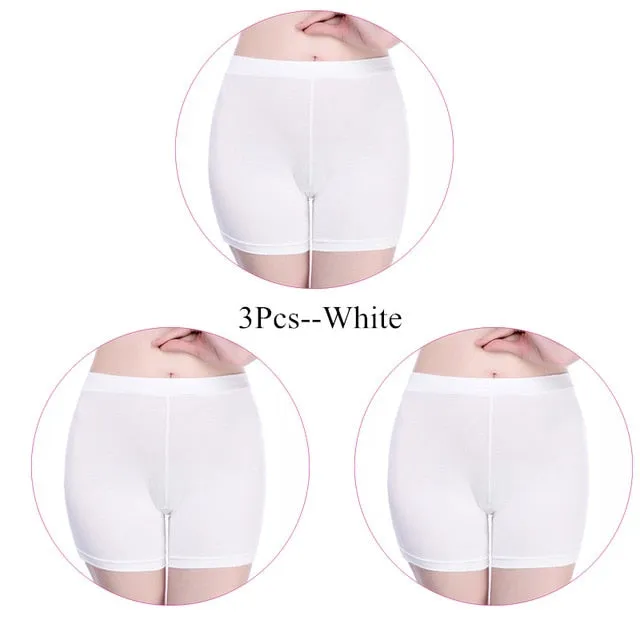 3 Pieces/Pack Safety Short Pants Under Skirts For Women Boyshorts Seamless Big Size Ladies Safety Boxer Panties Underwear Black