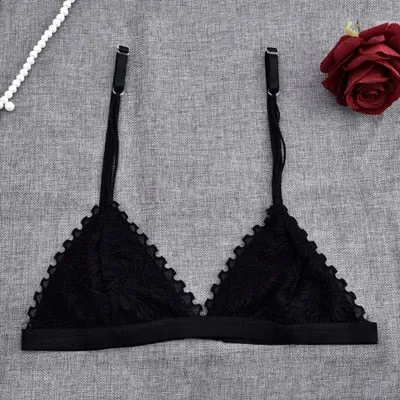 Arherigele Sexy Woman Bra Floral Lace Bra Wire Free Bralette Lingerie Female Seamless Unpadded Transparent Brassiere Intimates