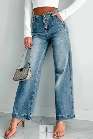 Blue Straight Loose Women Jeans