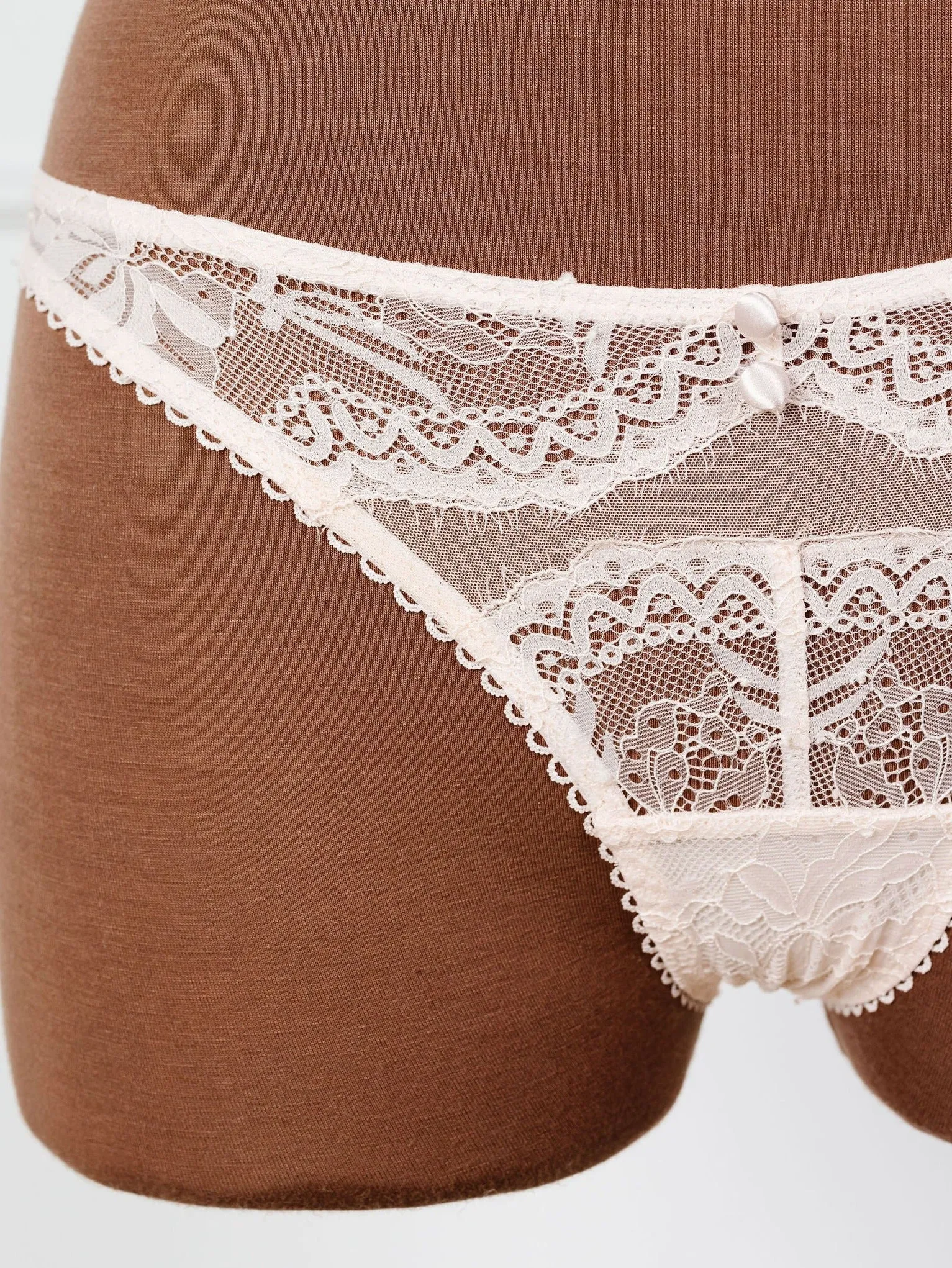 Bridal Bundle: Lace & Mesh Button Bralette Set - Champagne