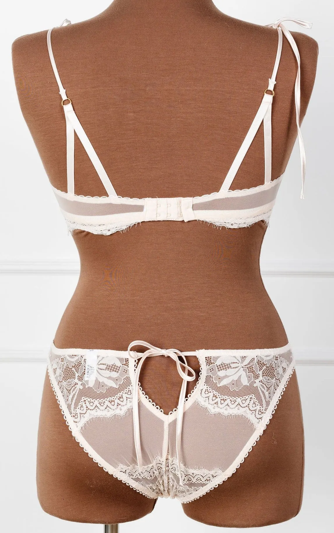 Bridal Bundle: Lace & Mesh Button Bralette Set - Champagne
