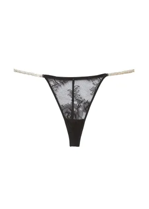 Crystal Bouquet Lace G-String (Black)