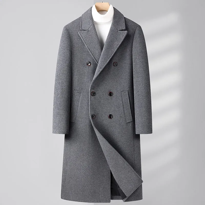 Double Breasted Long Woolen Coat