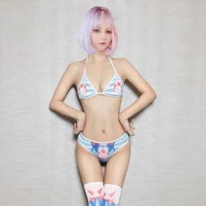 Dva Cosplay Lingerie Costume Anime Micro Bikini Cute Bra and Panty with Thigh High Socks