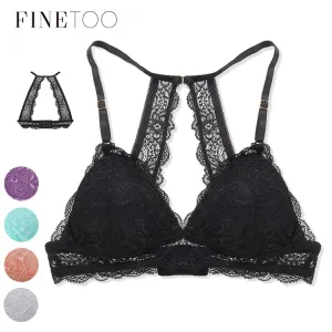 Finetoo Fashion 3/4 Cup Black Wireless Bralette Female Unlined Underwear Sexy Bra Floral Lace For Women Brassiere Lingerie Bra