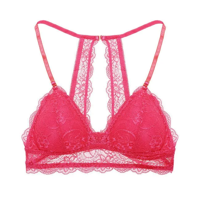 Finetoo Fashion 3/4 Cup Black Wireless Bralette Female Unlined Underwear Sexy Bra Floral Lace For Women Brassiere Lingerie Bra