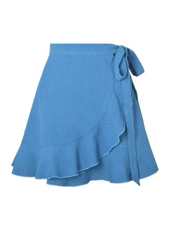 High Waist Ruffle Wrap Skirt