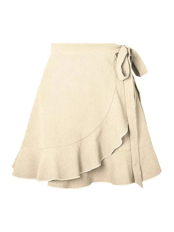 High Waist Ruffle Wrap Skirt