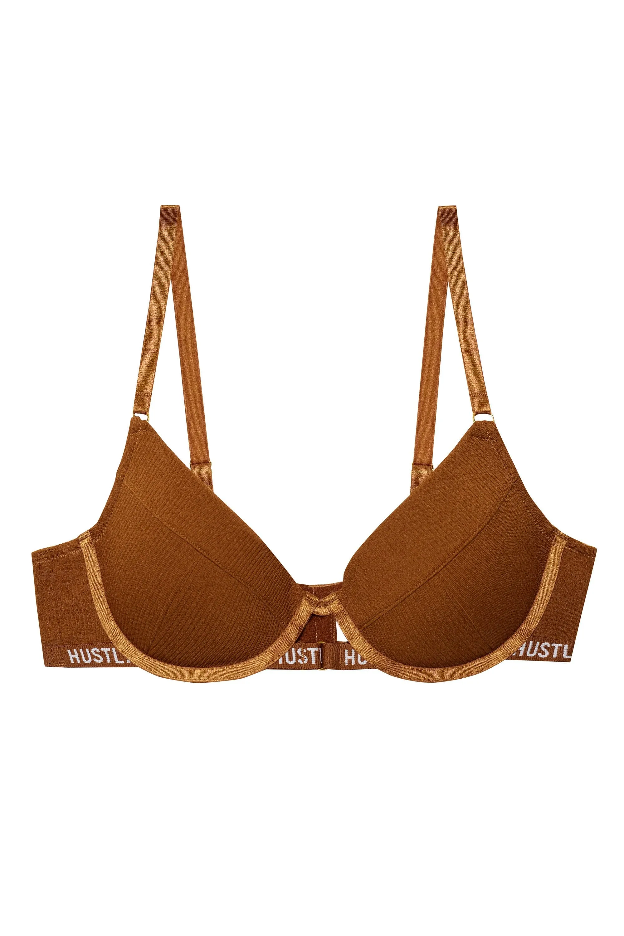 Hustler Branded Ribbed Chocolate Bra