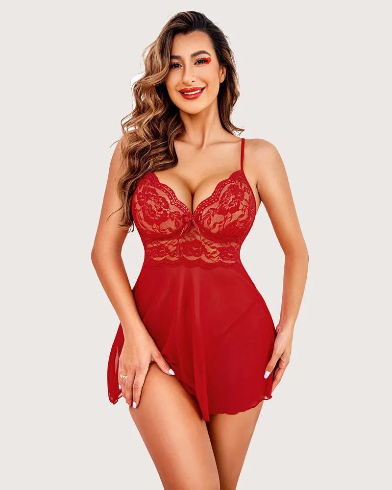 Lace Strap Halter V Neck Babydoll (DE Only)
