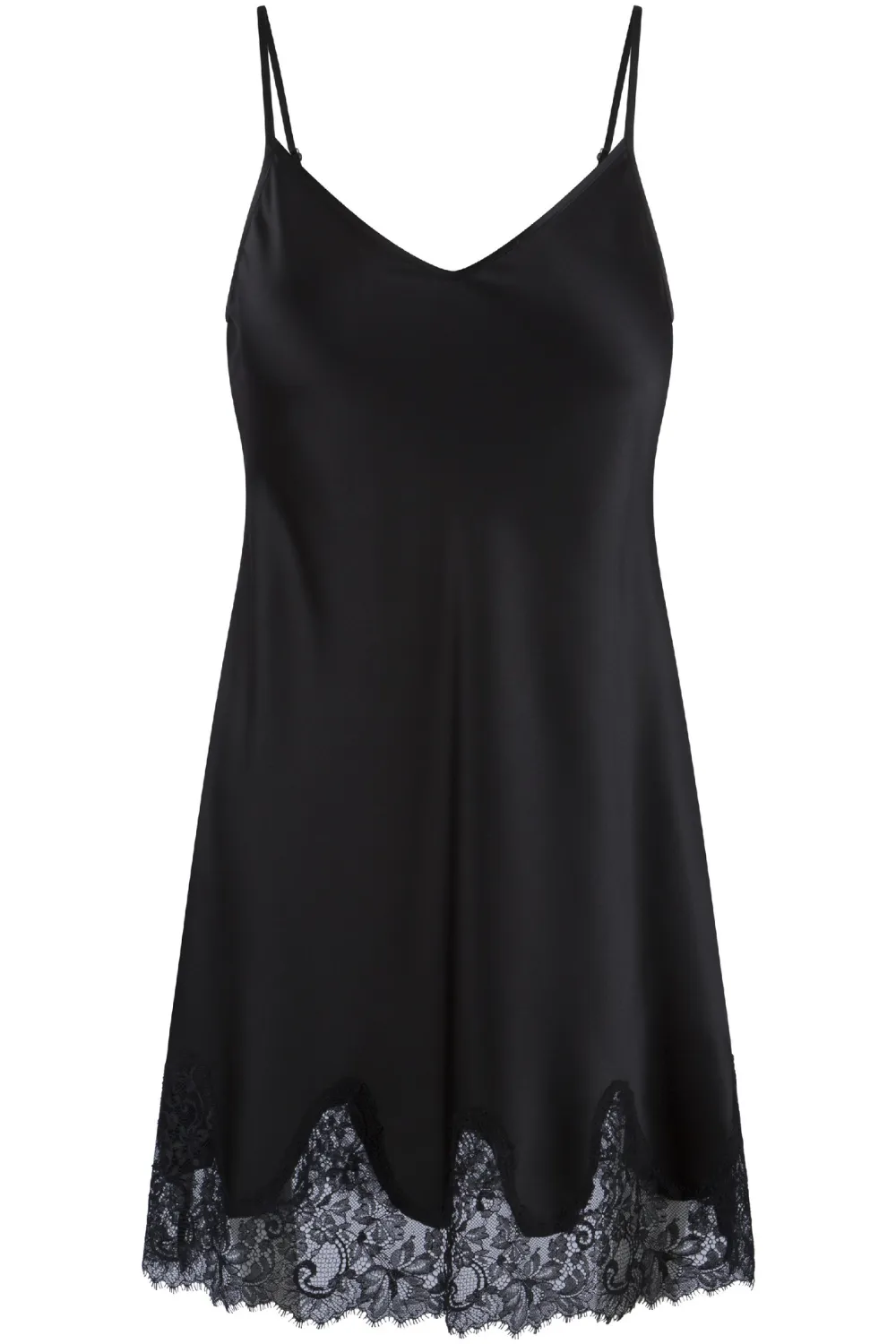 Lace Trimmed Satin Chemise