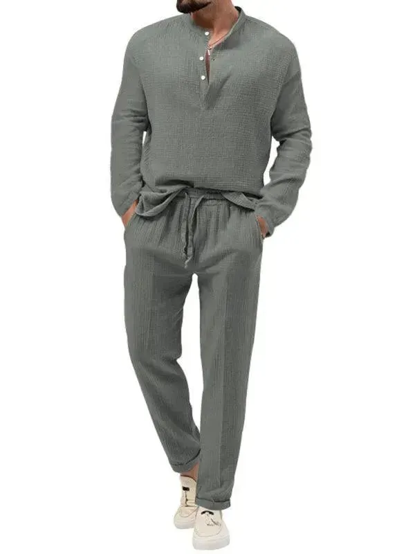 Men Relaxed Ribbed Jogger Lounge Set