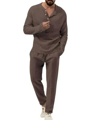 Men Relaxed Ribbed Jogger Lounge Set