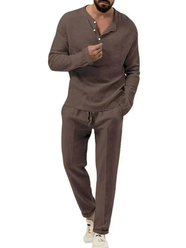 Men Relaxed Ribbed Jogger Lounge Set
