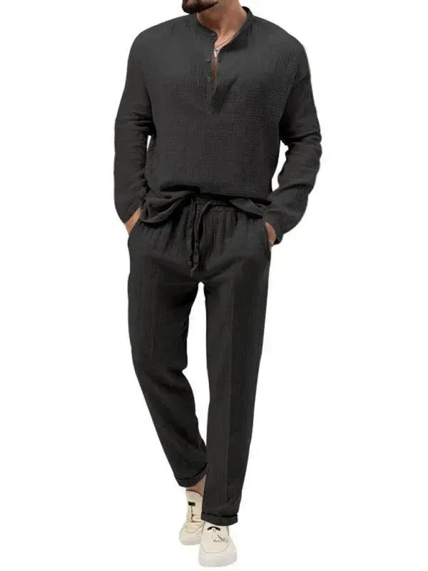 Men Relaxed Ribbed Jogger Lounge Set