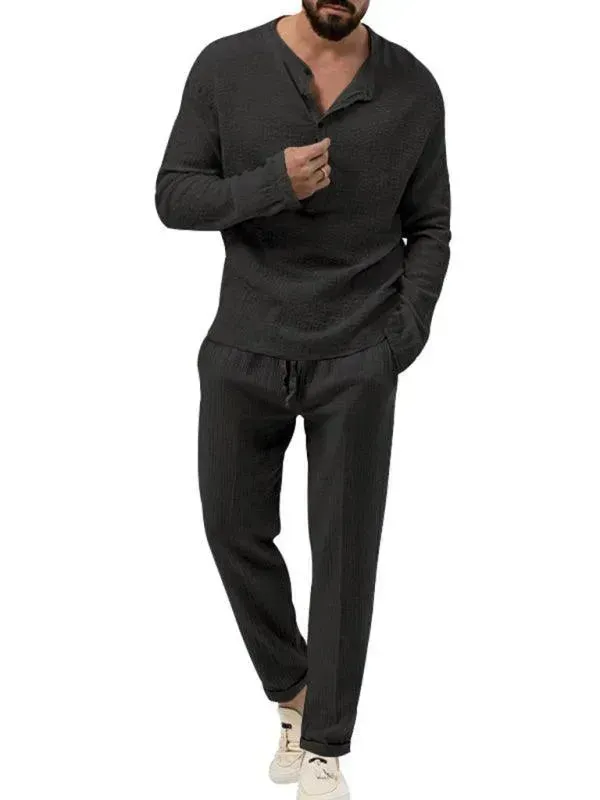 Men Relaxed Ribbed Jogger Lounge Set
