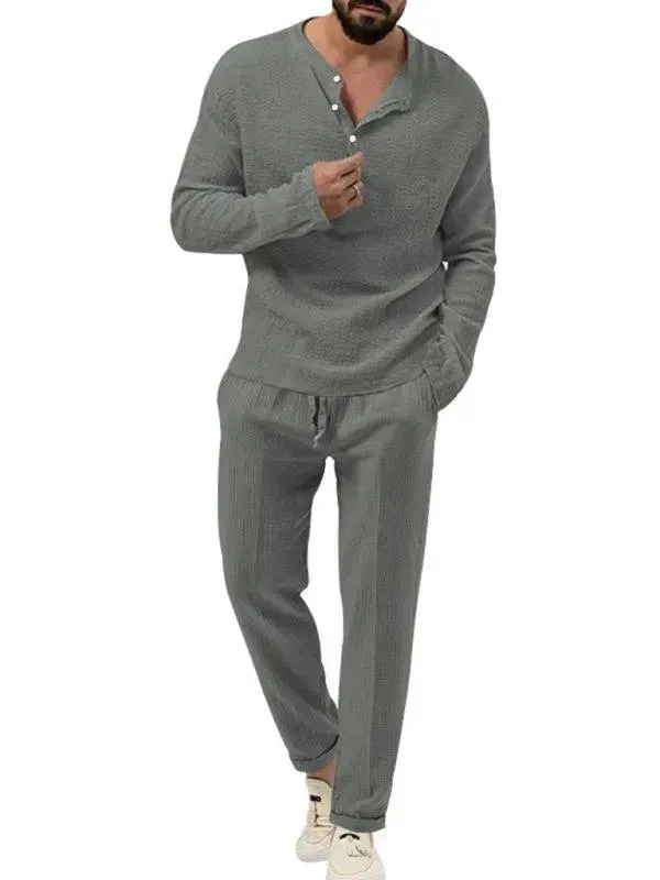 Men Relaxed Ribbed Jogger Lounge Set