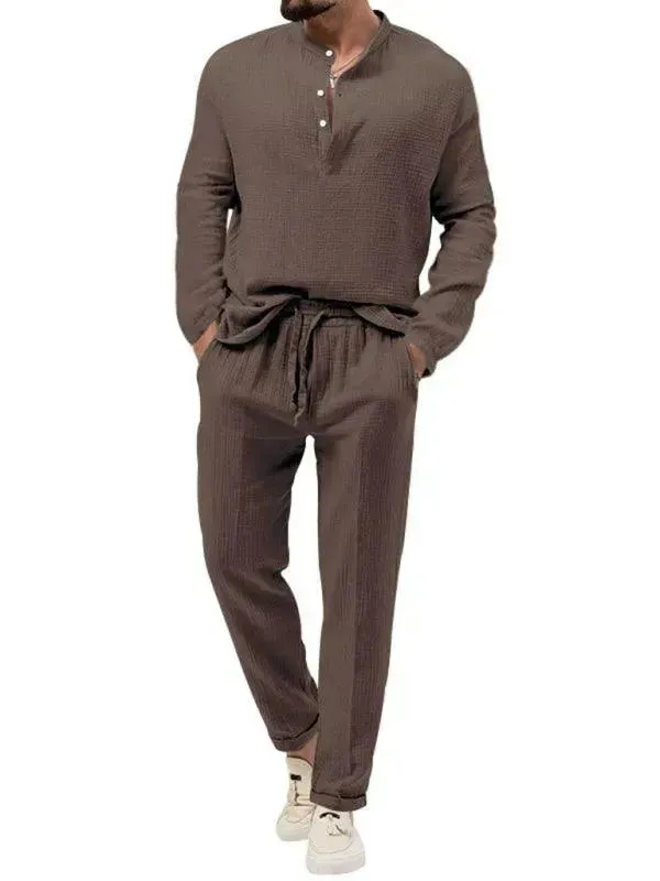 Men Relaxed Ribbed Jogger Lounge Set