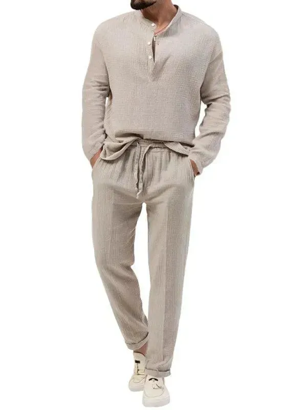 Men Relaxed Ribbed Jogger Lounge Set