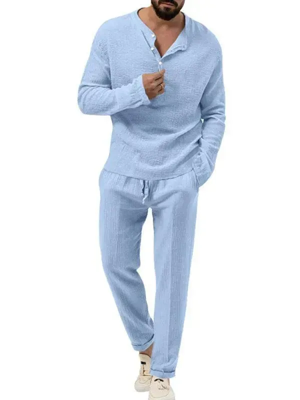 Men Relaxed Ribbed Jogger Lounge Set
