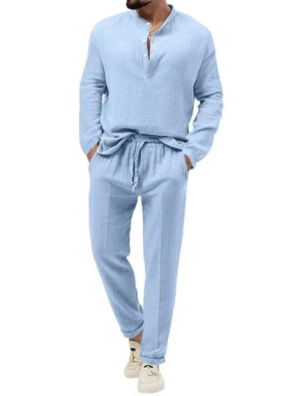 Men Relaxed Ribbed Jogger Lounge Set