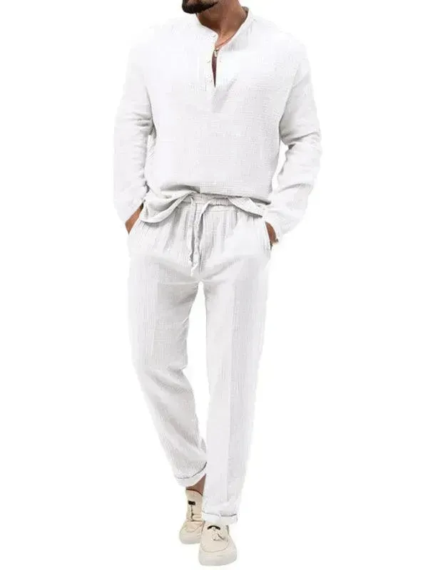Men Relaxed Ribbed Jogger Lounge Set