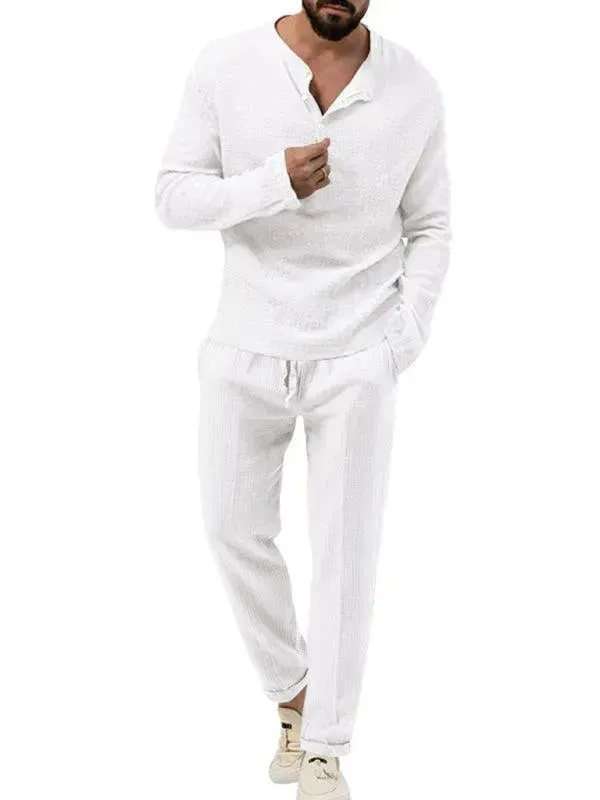 Men Relaxed Ribbed Jogger Lounge Set