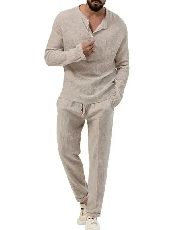 Men Relaxed Ribbed Jogger Lounge Set