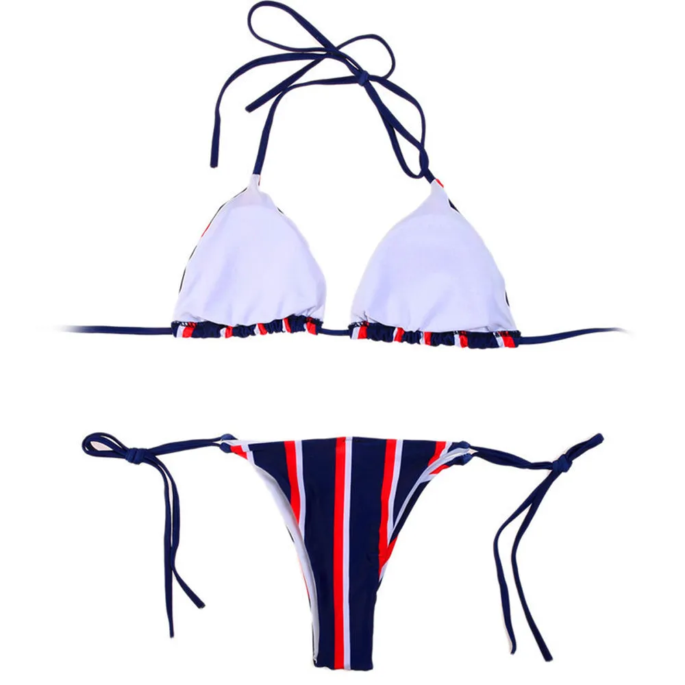 Micro 2 Piece Bikini Set Cute Stripe Cosplay Lingerie Set Anime Bikini Underwear