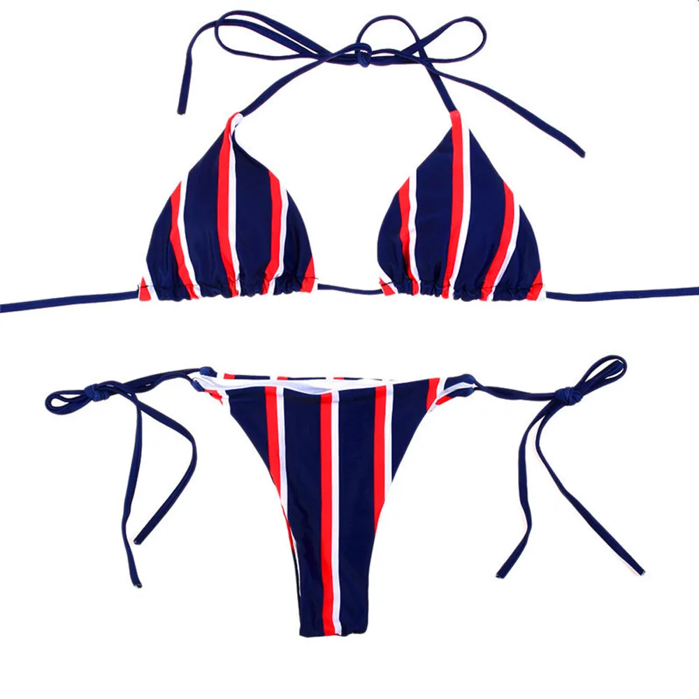 Micro 2 Piece Bikini Set Cute Stripe Cosplay Lingerie Set Anime Bikini Underwear