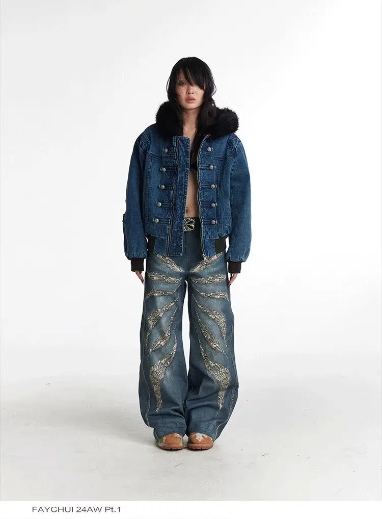 Original Digital 3D Full Printed Leopard Print Loose Jeans