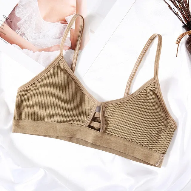 Padded Bralette Deep V Lace Bras For Women Fashion Wireless Bra 3 Colors Summer Crop Top Girls Backless Lingerie Free Size 2019