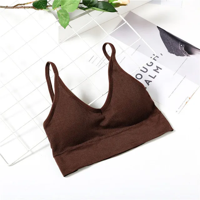 Padded Bralette Deep V Lace Bras For Women Fashion Wireless Bra 3 Colors Summer Crop Top Girls Backless Lingerie Free Size 2019
