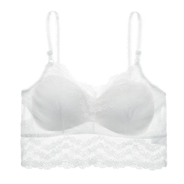 Padded Bralette Deep V Lace Bras For Women Fashion Wireless Bra 3 Colors Summer Crop Top Girls Backless Lingerie Free Size 2019