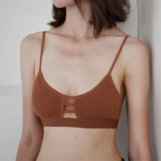 Padded Bralette Deep V Lace Bras For Women Fashion Wireless Bra 3 Colors Summer Crop Top Girls Backless Lingerie Free Size 2019