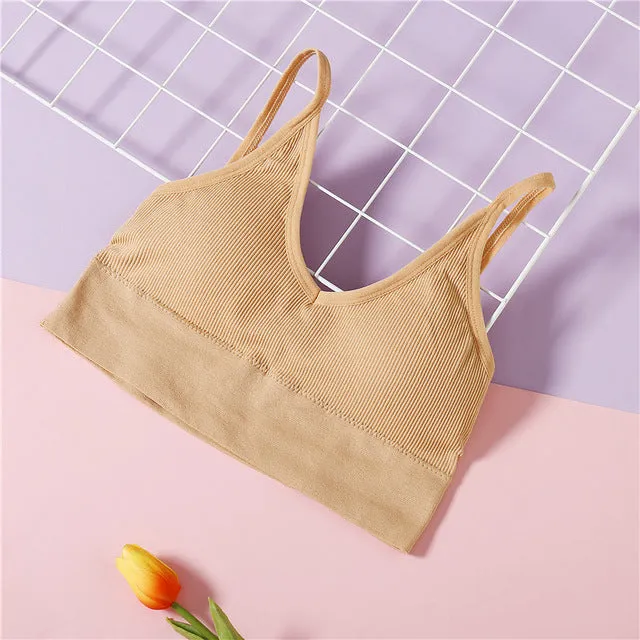 Padded Bralette Deep V Lace Bras For Women Fashion Wireless Bra 3 Colors Summer Crop Top Girls Backless Lingerie Free Size 2019
