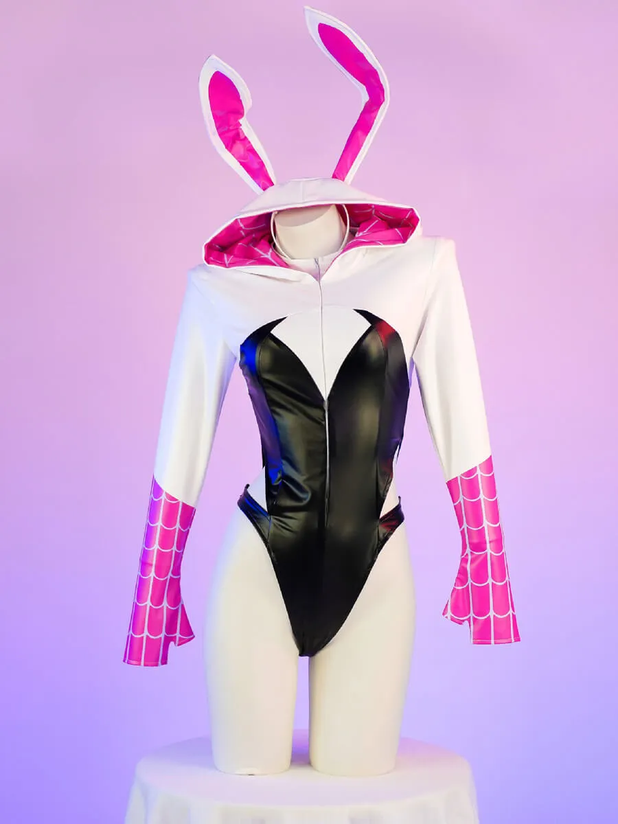 PU Leather Spiderweb Bodysuit