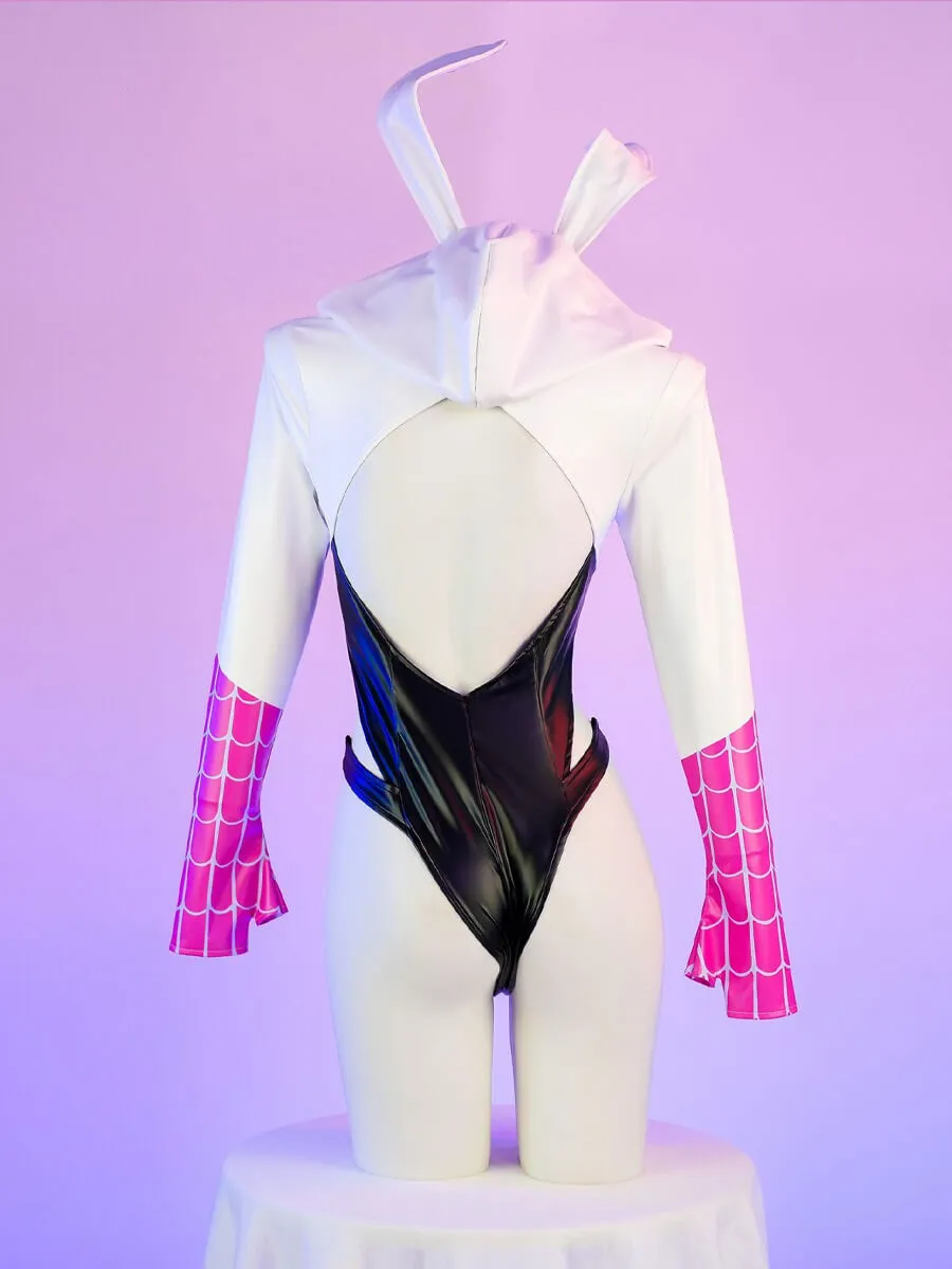 PU Leather Spiderweb Bodysuit