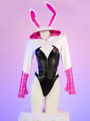 PU Leather Spiderweb Bodysuit