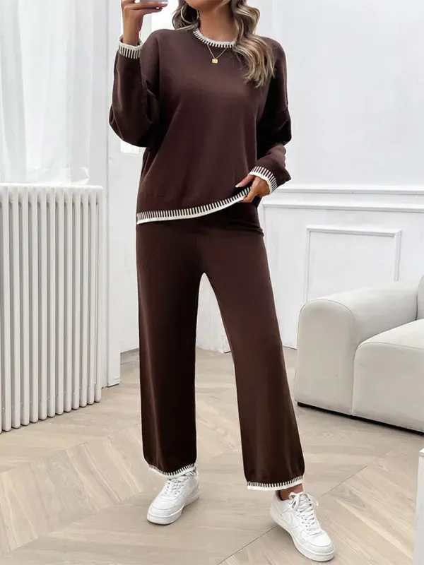 Relaxed Women Casual Knit Two-Piece Set