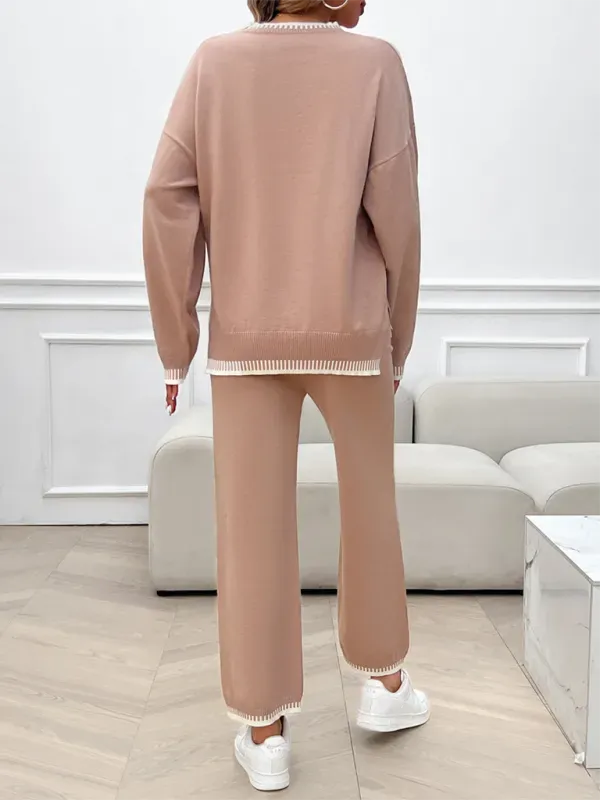 Relaxed Women Casual Knit Two-Piece Set